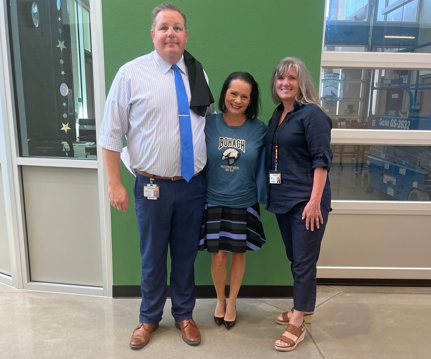  Claudia Bessette, Area 2 Summer School Zone Supervisor (right) with Derek Hughes and Superintendent